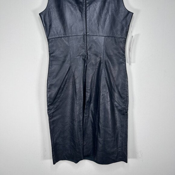 Susana Monaco 100% Lambs Leather Pencil Dress Women's 4 Black Party NWT - Picture 4 of 15